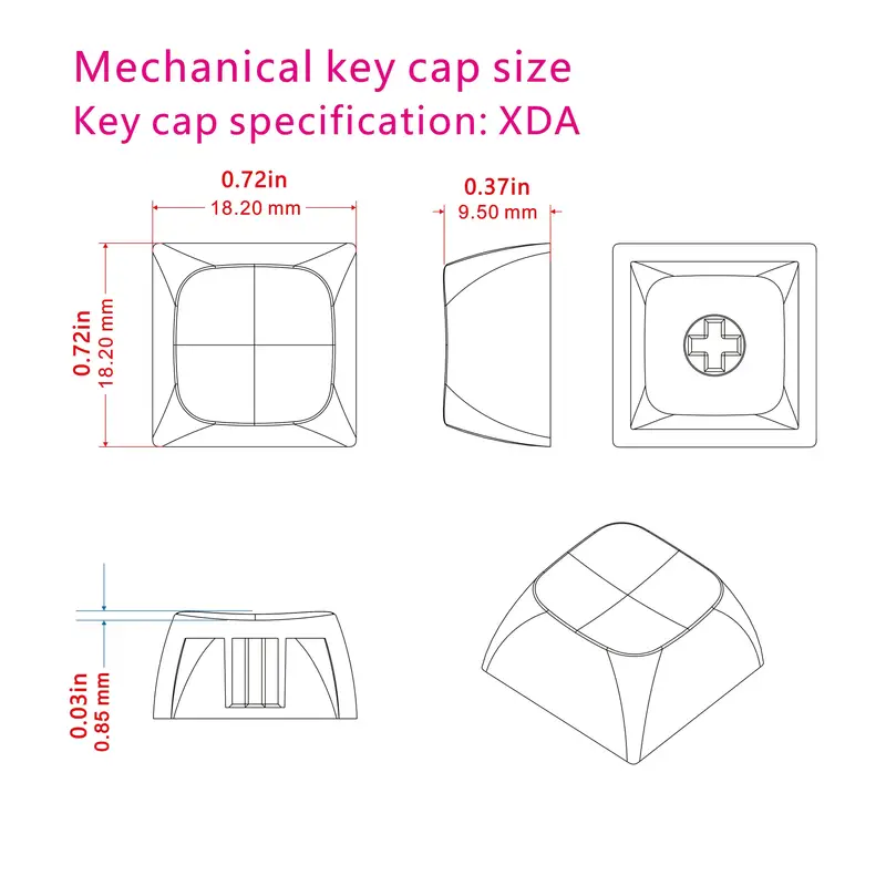 xda keycap size